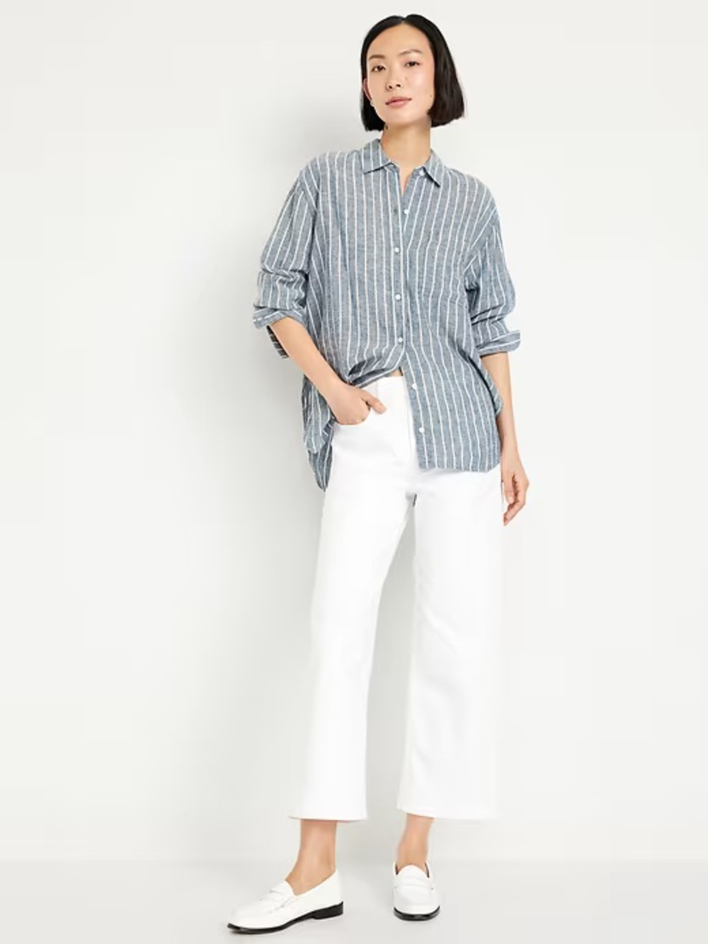Old Navy White High-Rise Wow Crop Wide Leg Jeans